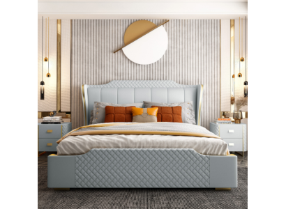 Bett Polster Design Luxus Kaksois Hotellivuode Makuuhuone Tekonahka